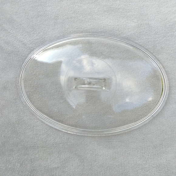 Vintage Pyrex L-32-C Oval Clear Glass Lid w/ Solid Glass Handle - Picture 2 of 6